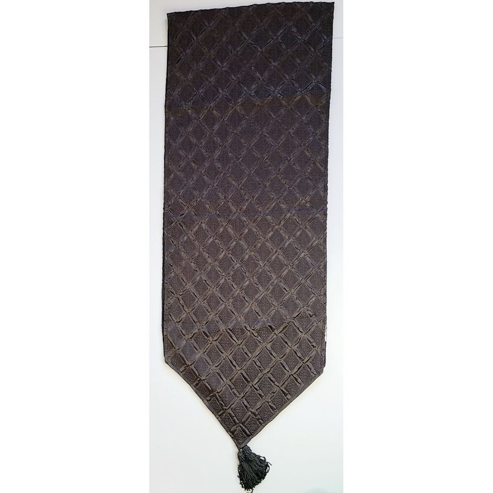 Table Runner Tassels Polyester Black Geometric Pattern Table Scape 78" x 13.5"